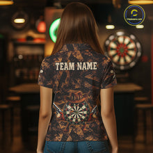 Load image into Gallery viewer, Funny Dartboard Cowhand Women Darts Polo Shirt Personalized Brown Grunge Dart Team Jerseys NYN2510