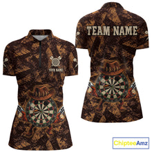 Load image into Gallery viewer, Funny Dartboard Cowhand Women Darts Quarter-Zip Shirt Personalized Brown Grunge Dart Team Jerseys NYN2510