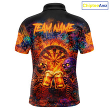 Load image into Gallery viewer, Funny Skeleton Cheer Beer Flame Men Darts Polo Shirt Custom Graffiti Dart Team Jerseys NYN2513
