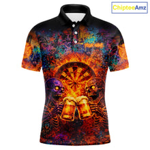 Load image into Gallery viewer, Funny Skeleton Cheer Beer Flame Men Darts Polo Shirt Custom Graffiti Dart Team Jerseys NYN2513