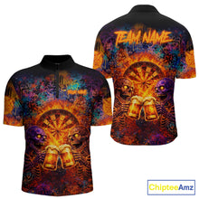 Load image into Gallery viewer, Funny Skeleton Cheer Beer Flame Men Darts Quarter-Zip Shirt Custom Graffiti Dart Team Jerseys NYN2513