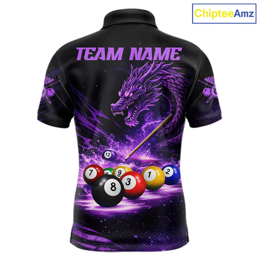 Purple Funny Dragon Thunder Ball Pool Billiard Team Shirt For Men Custom Billiards Ball Attire NYN2700