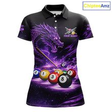Load image into Gallery viewer, Purple Funny Dragon Thunder Ball Pool Billiard Team Shirt For Women Custom Billiards Ball Attire NYN2700