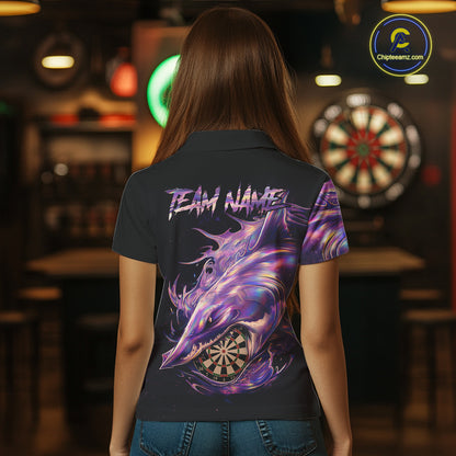 Personalized Pink Holographic Shark Women Darts Polo League Shirts Funny Grunge Dart Jerseys NYN2707