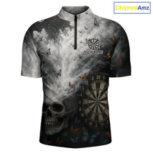 Load image into Gallery viewer, Personalized Pink Holographic Shark Men Darts 1/4-Zip League Shirts Funny Grunge Dart Jerseys NYN2707