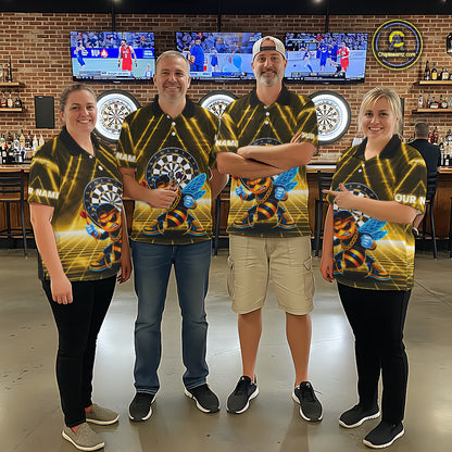 Lightning Yellow Neon Electric Funny Bee Men Dart Polo Shirt Custom Team Name For Darters NYN2710
