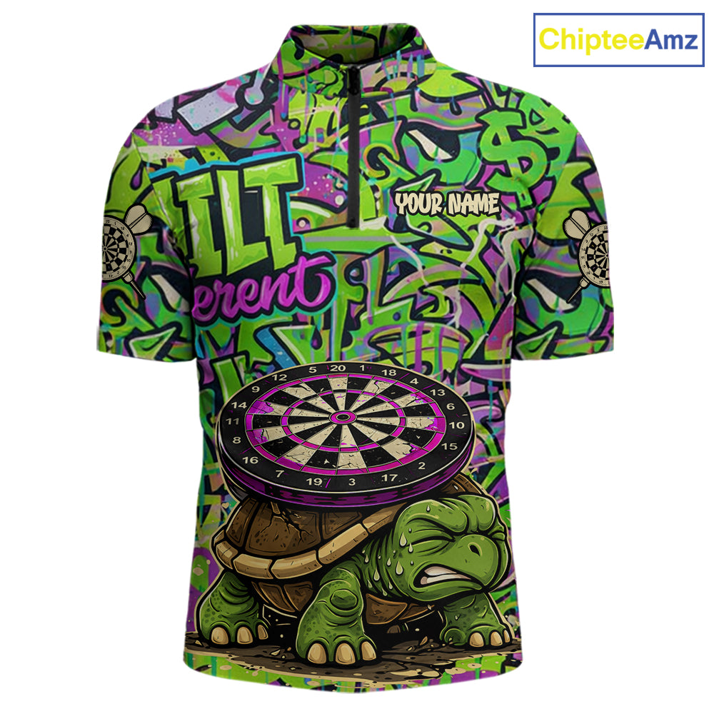 Personalized Funny Dart Shirt Dartboard Turtle Polo Quarter Zip Shirt Custom Team Shirt For Men NYN2859