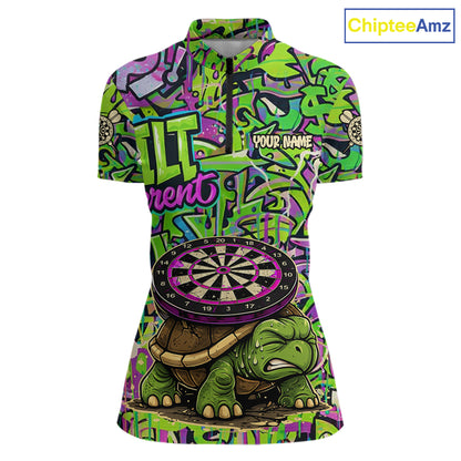 Personalized Funny Dart Shirt Dartboard Turtle Polo Quarter Zip Shirt Custom Team Shirt For Women NYN2859