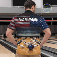 Load image into Gallery viewer, Personalized Fire Flame USA Flag Eagle Bowling Team Shirts For Men Outfits Patriotic Bowling Gifts NYN3073