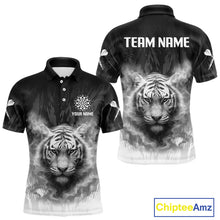 Load image into Gallery viewer, Men's Custom Darts Shirt With Pale Smoke Tiger Grunnge Pattern Dartboard NYN0296