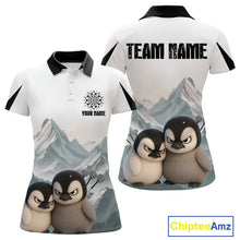 Load image into Gallery viewer, Women’s Darts Shirt With Iceberg Scene And Fierce Penguin Duo, Custom Name Option NYN0300