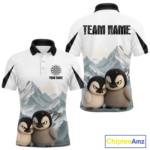 Men’s Darts Shirt With Iceberg Scene And Fierce Penguin Duo, Custom Name Option NYN0300