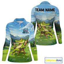 Load image into Gallery viewer, Funny Crocodile Golf Course Golf Polo Shirts For Women Personalized Team Name Golf Attire NYN3250