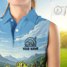 Load image into Gallery viewer, Funny Crocodile Golf Course Golf Sleeveless Polo Shirts For Women Personalized Team Name Golf Attire NYN3250