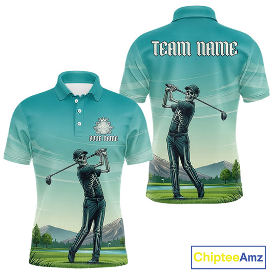 Funny Skeleton Golf Course Golf Polo Shirts For Men Personalized Team Name Golf Clothes NYN3252