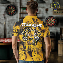 Load image into Gallery viewer, Yellow Grunge Funy Beer Darts Polo &amp; 1/4 Zip For Men Personalized Grunge Dart Team Shirts NYN3241