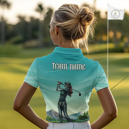 Funny Skeleton Golf Course Golf Polo Shirts For Women Personalized Team Name Golf Clothes NYN3252