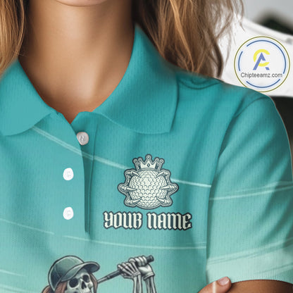 Funny Skeleton Golf Course Golf Polo Shirts For Women Personalized Team Name Golf Clothes NYN3252