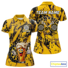 Load image into Gallery viewer, Yellow Grunge Funy Beer Darts Polo &amp; 1/4 Zip For Women Personalized Grunge Dart Team Shirts NYN3241
