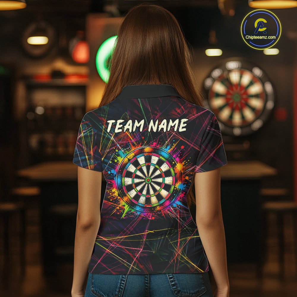 Splatter Paint Dartboard & Arrow Women Darts Shirt Personalized Colorful Team Darts Jersey NYN3244