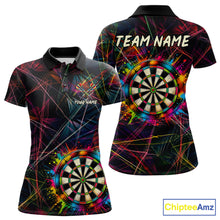Load image into Gallery viewer, Splatter Paint Dartboard &amp; Arrow Women Darts Shirt Personalized Colorful Team Darts Jersey NYN3244