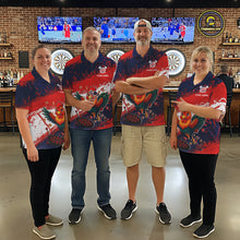 Load image into Gallery viewer, Red, White And Blue Funny Rooster Women Darts Shirt Personalized Grunge Team Darts Jersey NYN3245