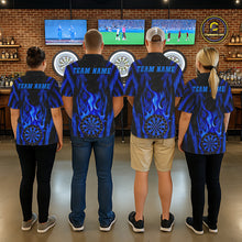 Load image into Gallery viewer, Grunge Black And Blue Flaming Dartboard Women Darts Shirt Personalized Team Darts Jersey NYN3247