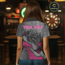 Load image into Gallery viewer, Aggressive Dog Dartboard Pink Darts Shirt For Women - Custom Name For Players NYN0561