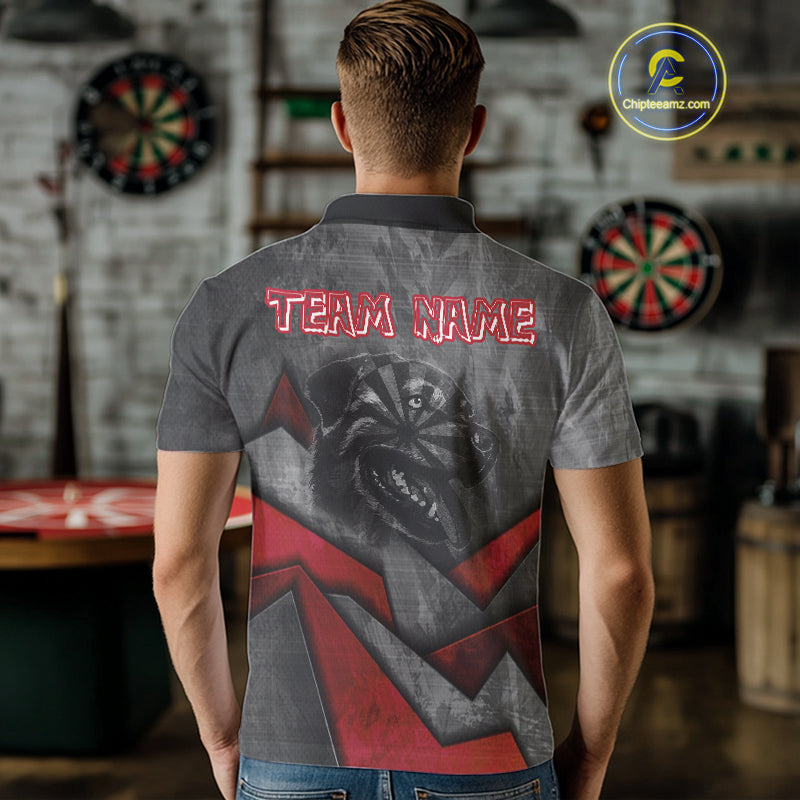 Aggressive Dog Dartboard Red Darts Shirt For Men - Custom Name For Players NYN0562