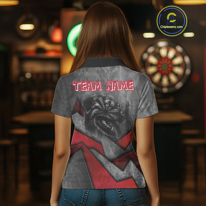 Aggressive Dog Dartboard Red Darts Shirt For Women - Custom Name For Players NYN0562