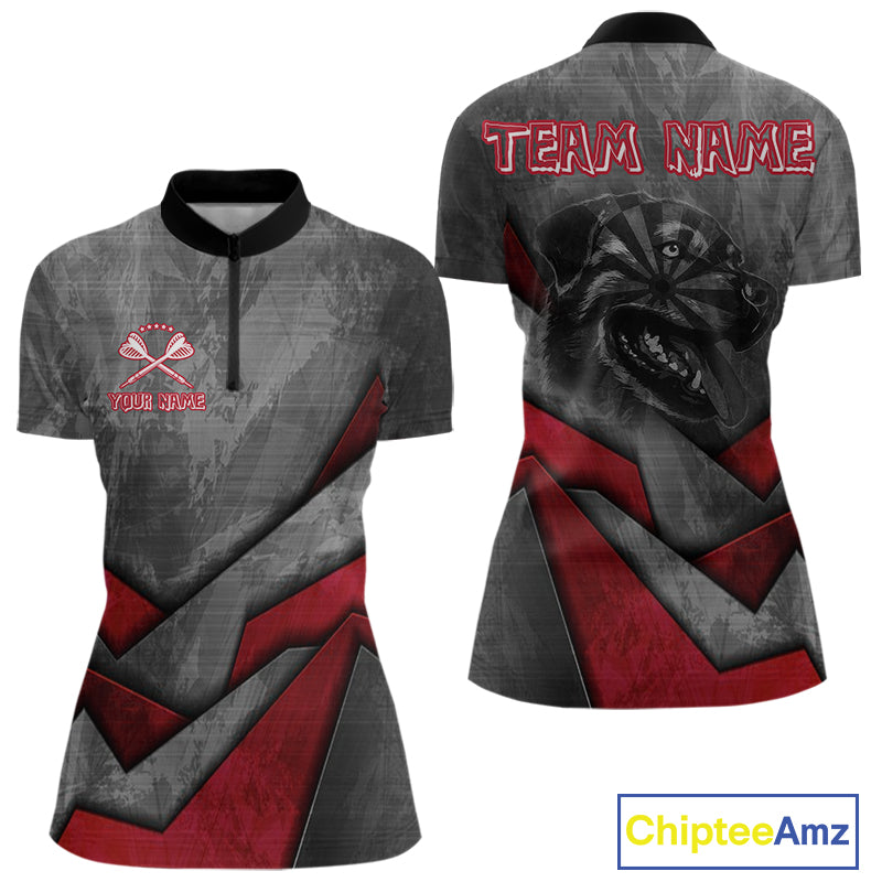 Aggressive Dog Dartboard Red Darts Shirt For Women - Custom Name For Players NYN0562