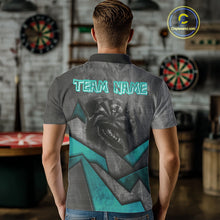 Load image into Gallery viewer, Aggressive Dog Dartboard Turquoise Darts Shirt For Men - Custom Name For Players NYN0563