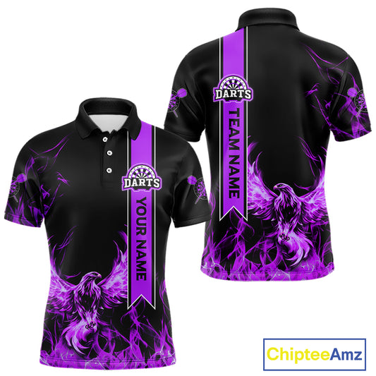 Custom Purple Flames Eagle Dart Shirts For Men Eagle Dart Team Jerseys Personalized NYN1108