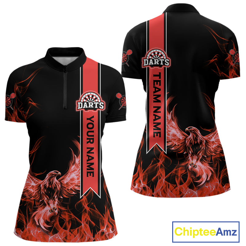 Custom Red Flames Eagle Dart Shirts For Women Eagle Dart Team Jerseys Personalized NYN1109