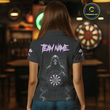 Load image into Gallery viewer, Custom Roses Dartboard Purple Grim Reaper Women Darts Polo Shirt Darts Jersey NYN1972