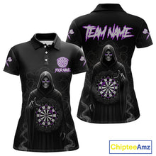 Load image into Gallery viewer, Custom Roses Dartboard Purple Grim Reaper Women Darts Polo Shirt Darts Jersey NYN1972