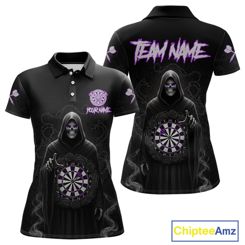 Custom Roses Dartboard Purple Grim Reaper Women Darts Polo Shirt Darts Jersey NYN1972