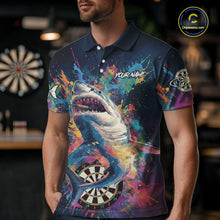 Load image into Gallery viewer, Personalized Multi-Color Splatter Funny Shark Men Darts Polo League Shirts Dart Jerseys NYN2217