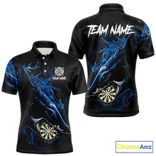Load image into Gallery viewer, Personalized Blue Horror Shark Men Darts Polo League Shirts Funny Grunge Dart Jerseys NYN2218