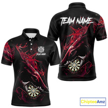 Load image into Gallery viewer, Personalized Red Horror Shark Men Darts Polo League Shirts Funny Grunge Dart Jerseys NYN2219