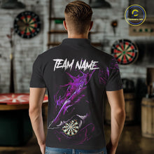 Load image into Gallery viewer, Personalized Purple Horror Shark Men Darts Polo League Shirts Funny Grunge Dart Jerseys NYN2220