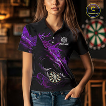 Load image into Gallery viewer, Personalized Purple Horror Shark Women Darts Polo League Shirts Funny Grunge Dart Jerseys NYN2220