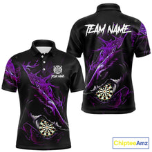 Load image into Gallery viewer, Personalized Purple Horror Shark Men Darts Polo League Shirts Funny Grunge Dart Jerseys NYN2220