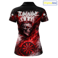 Load image into Gallery viewer, Red Crown Skull Fire Flame Dartboard Women Darts Polo Shirt Custom Grunge Dart Team Jerseys NYN2514