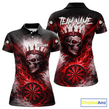 Load image into Gallery viewer, Red Crown Skull Fire Flame Dartboard Women Darts Polo Shirt Custom Grunge Dart Team Jerseys NYN2514