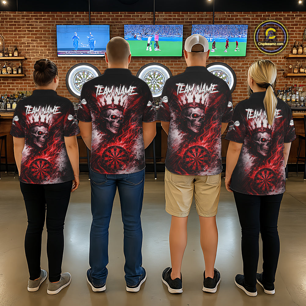 Red Crown Skull Fire Flame Dartboard Women Darts Polo Shirt Custom Grunge Dart Team Jerseys NYN2514