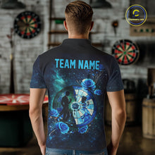 Load image into Gallery viewer, Blue Galaxy Roses Groom &amp; Bride Dartboard Men Darts Polo Shirt Custom Valentine Dart Couple Gifts NYN2516
