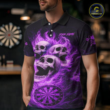 Load image into Gallery viewer, Purple Skulls Fire Flame Dartboard Darts Polo Shirt For Men Personalized Dart Team Jerseys NYN2517