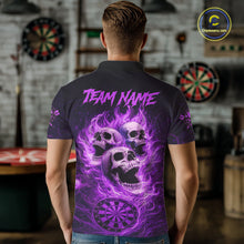 Load image into Gallery viewer, Purple Skulls Fire Flame Dartboard Darts Polo Shirt For Men Personalized Dart Team Jerseys NYN2517