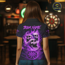 Load image into Gallery viewer, Purple Skulls Fire Flame Dartboard Darts Polo Shirt For Women Personalized Dart Team Jerseys NYN2517